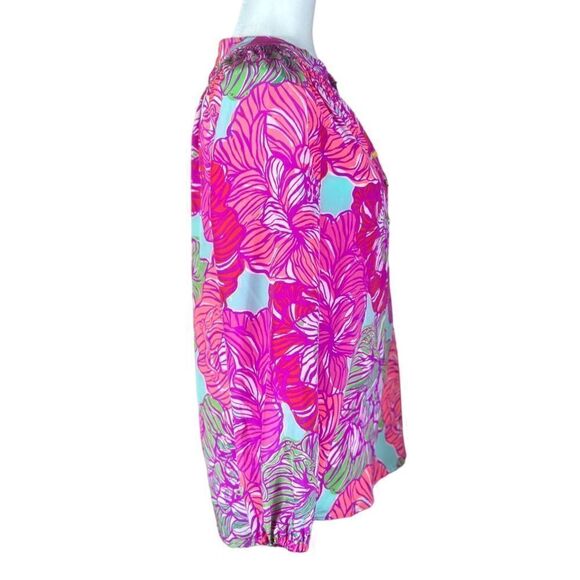 Lilly Pulitzer Elsa Worth It Silk Pink Floral Top Size 📦 - Picture 3 of 11